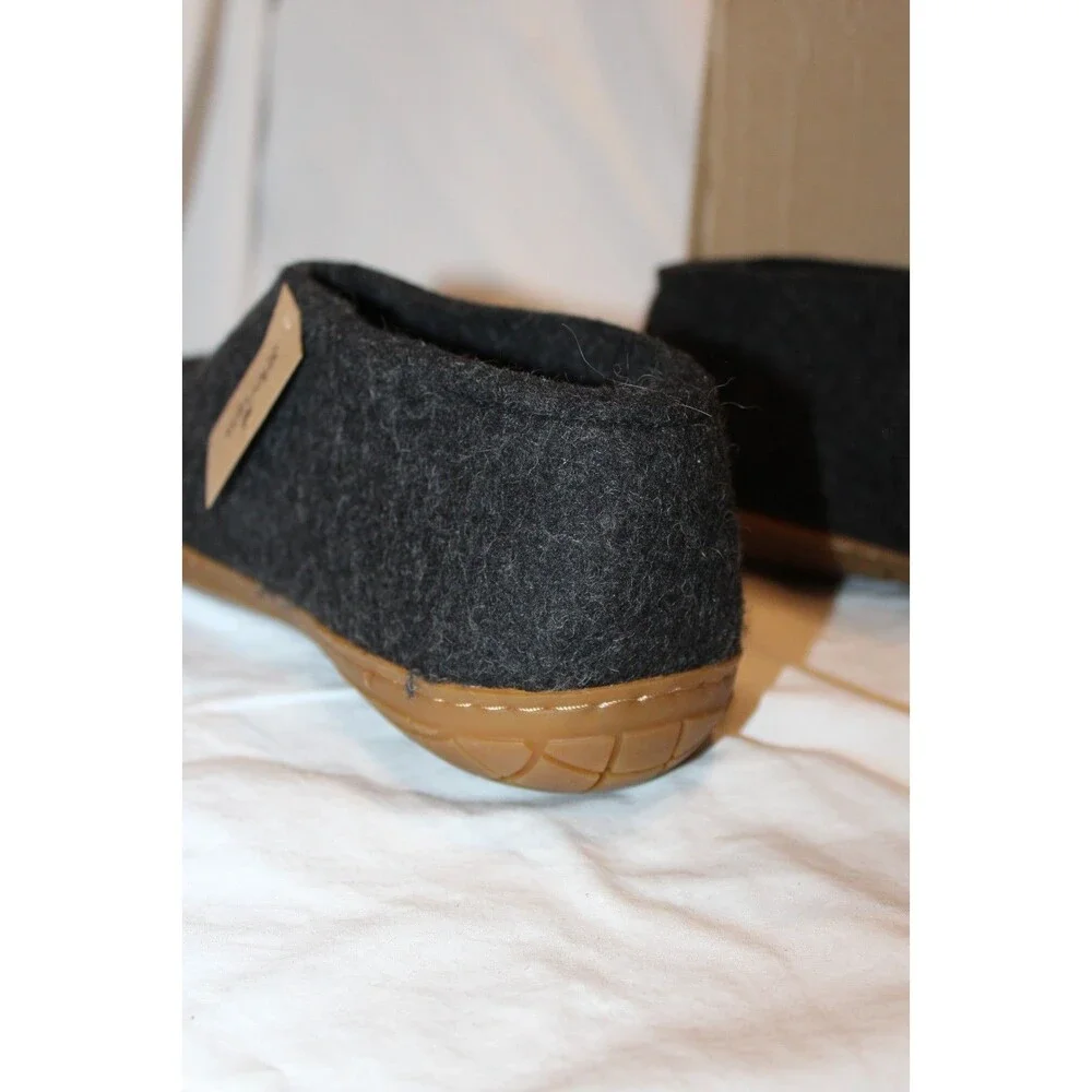 Glerups 100% Gray Wool Men’s Sz EU 45 US 12 Rubber Outsole Slipper Booties